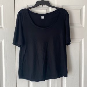 Old Navy Scoop Neck Black Ruffle Short Sleeve T Shirt Size Large